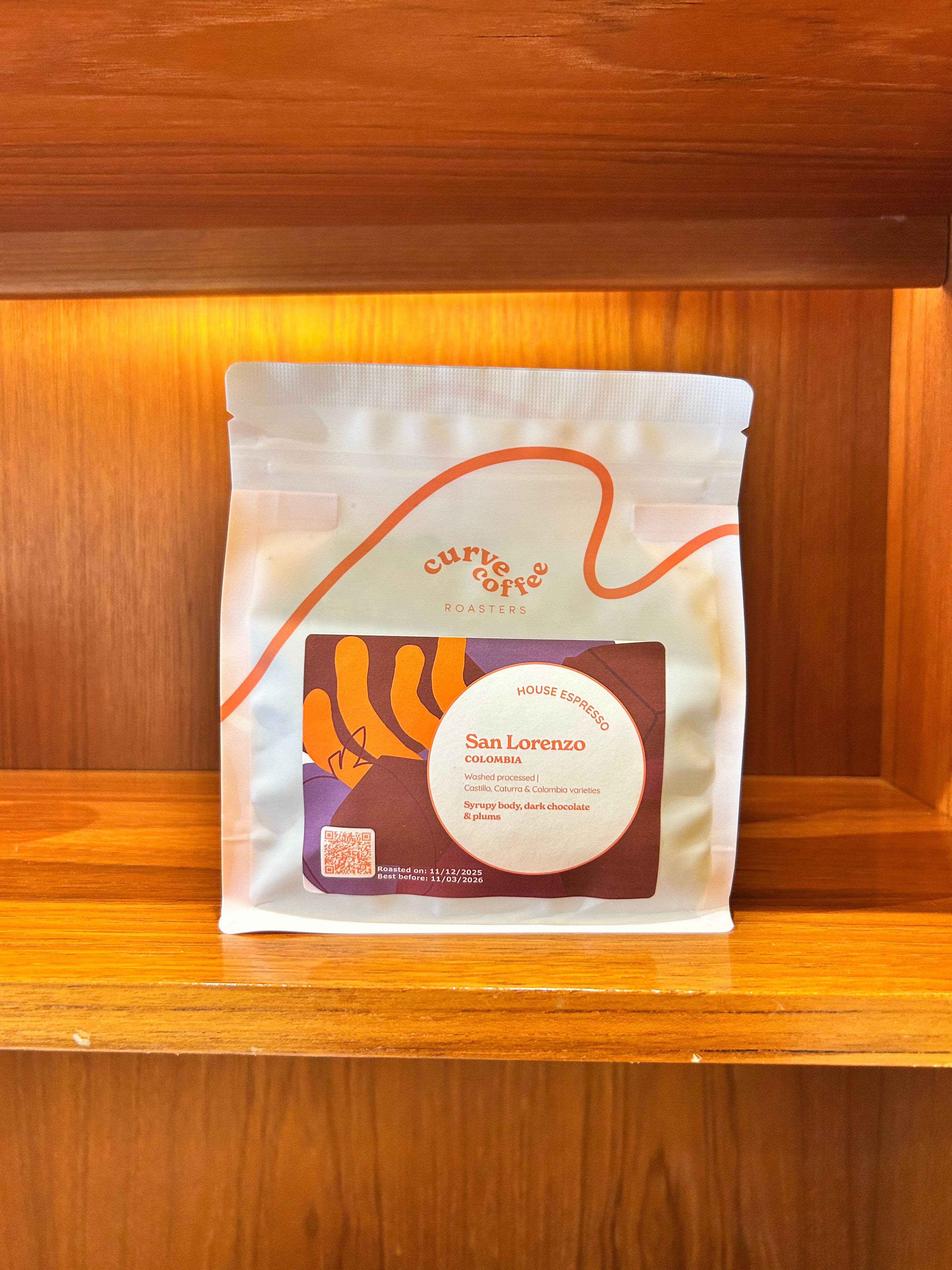 Curve Coffee San Lorenzo House Espresso Coffee Beans. 250g