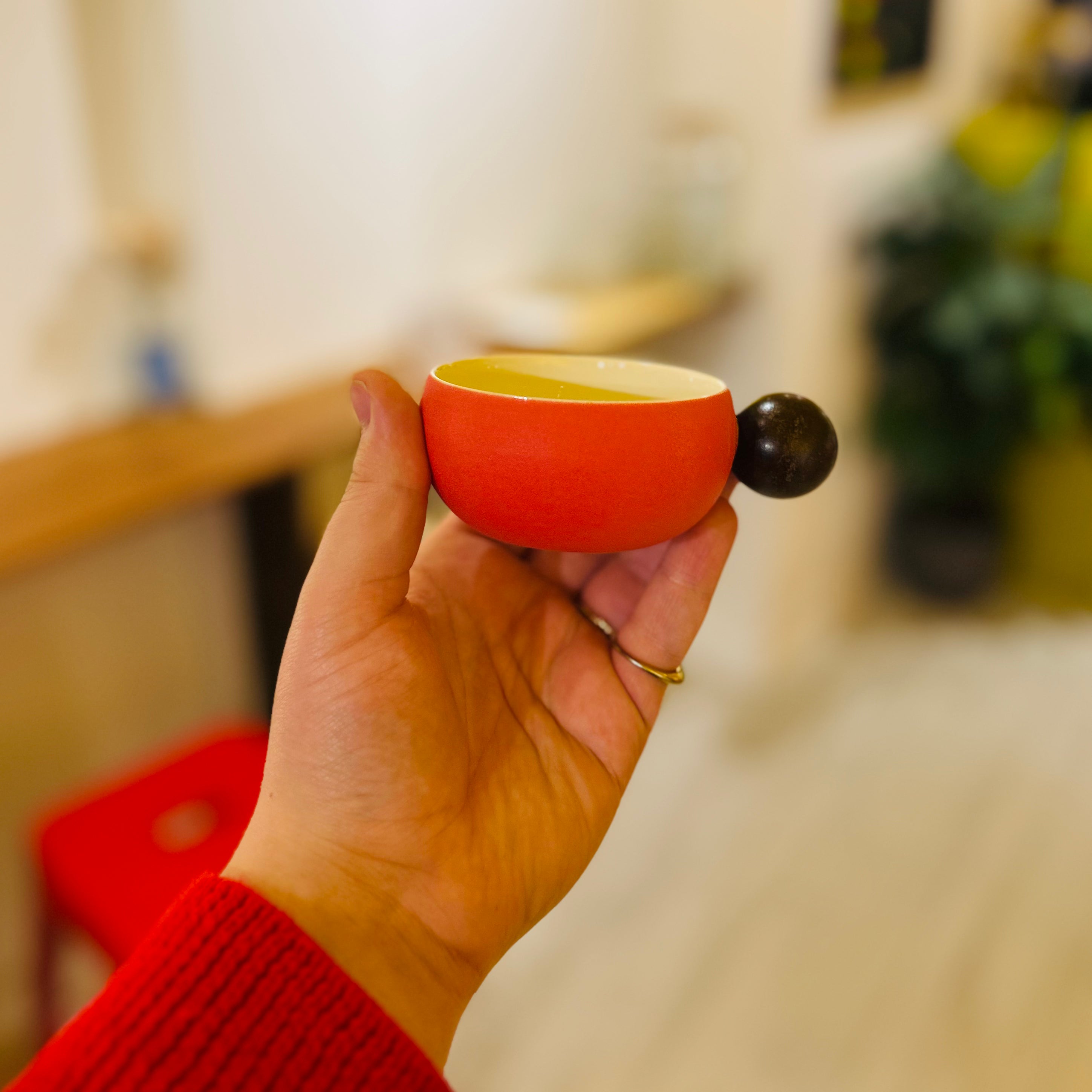 Rose Coloured Ceramic Mug with Wooden Handle