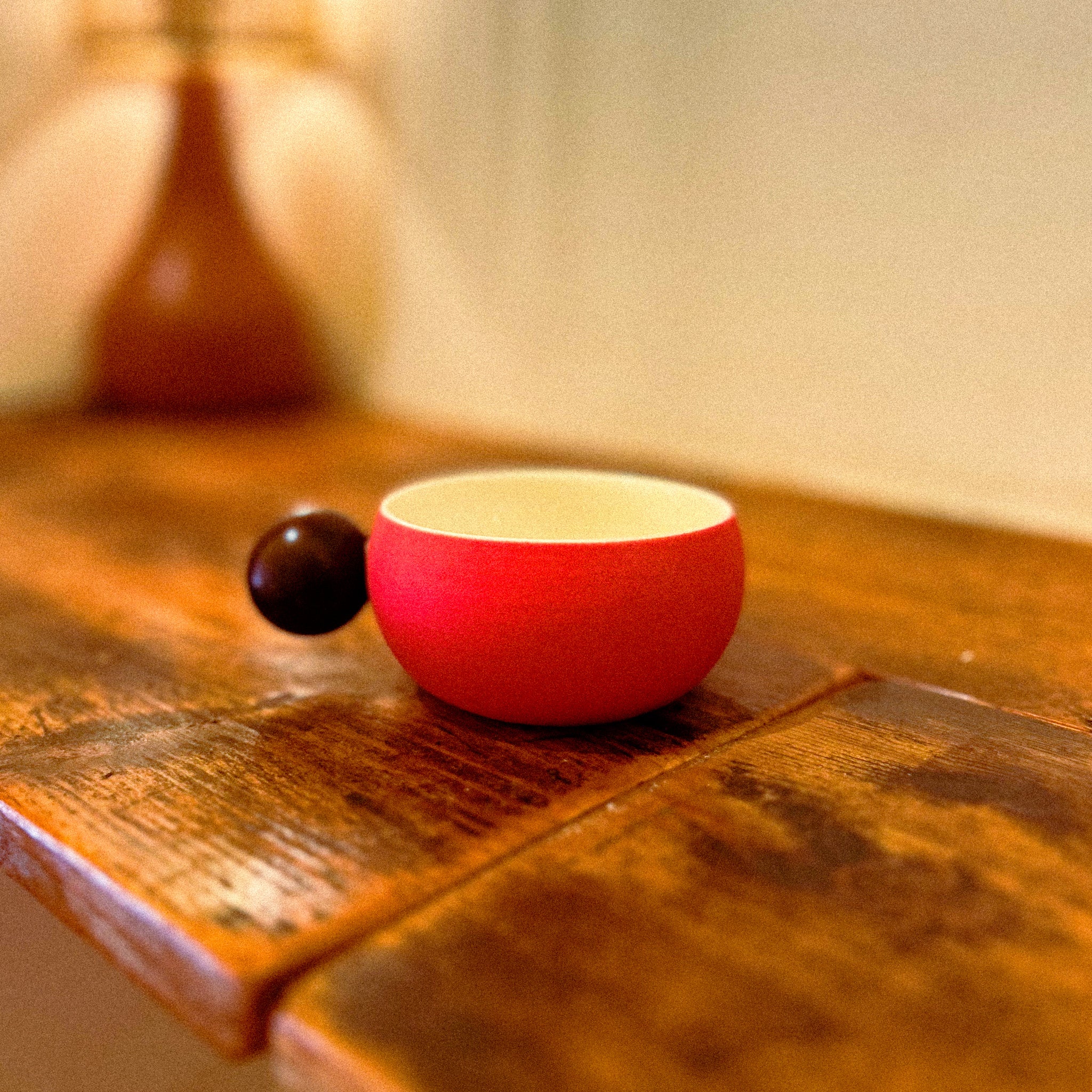 Rose Coloured Ceramic Mug with Wooden Handle