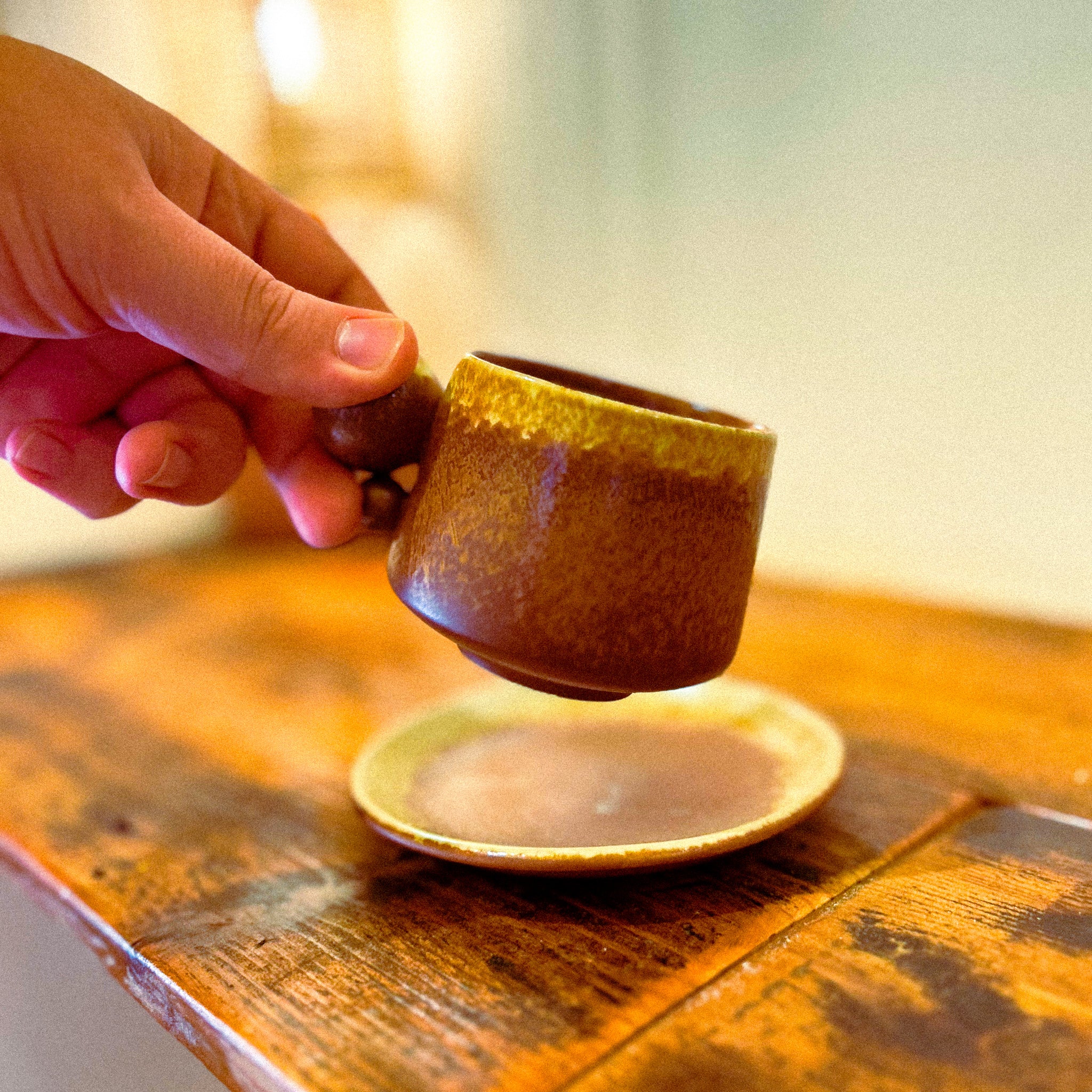 Bubble Handle Cup and Saucer