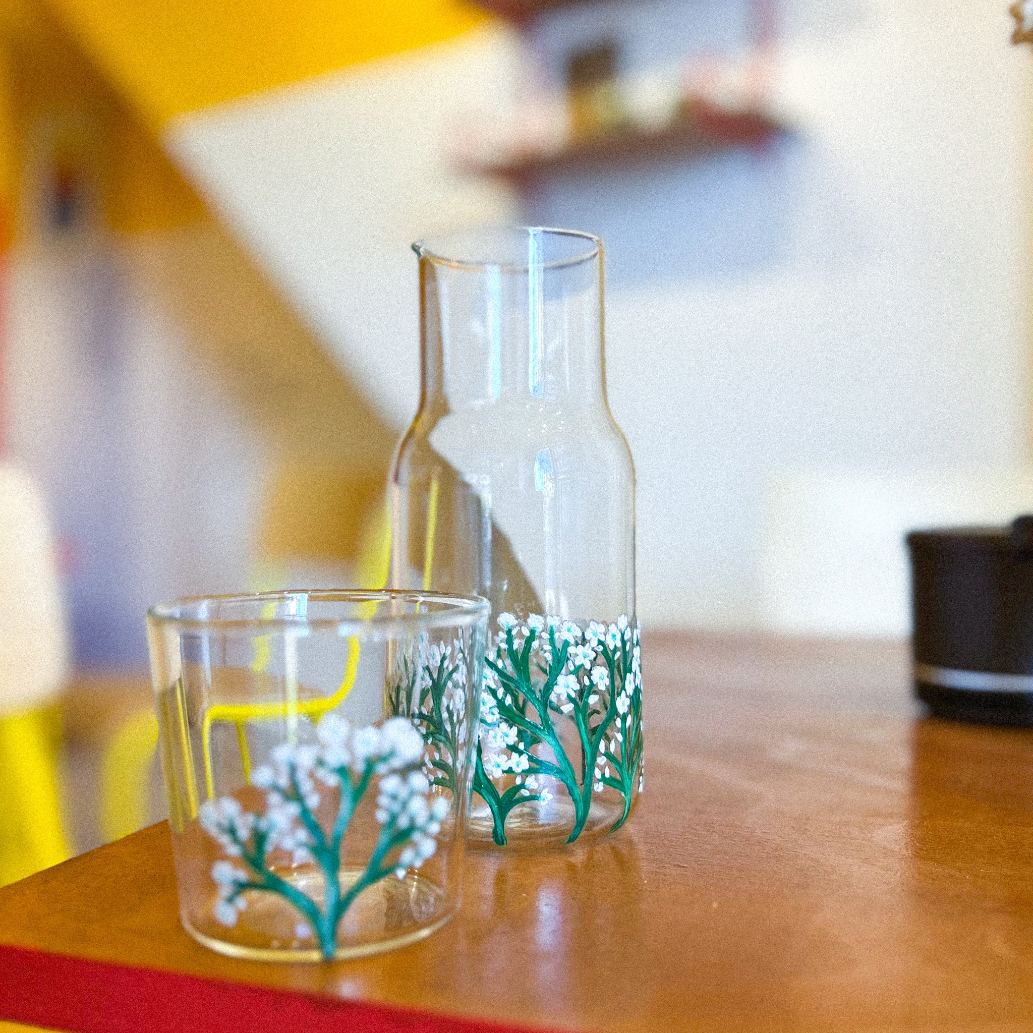 Hand Painted Flower Carafe