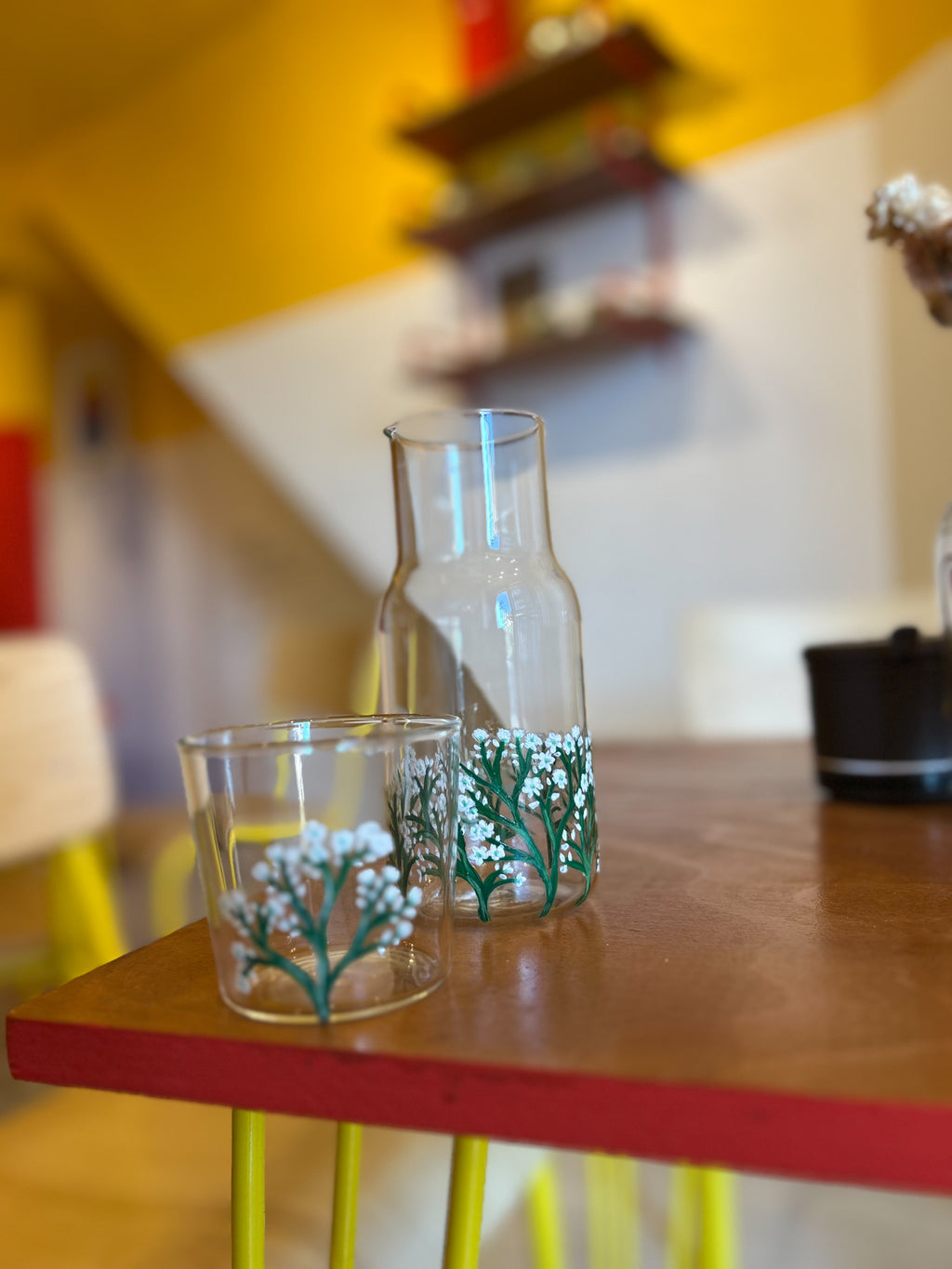 Hand Painted Flower Carafe
