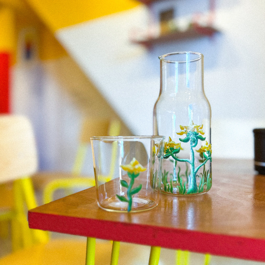 Hand Painted Flower Carafe
