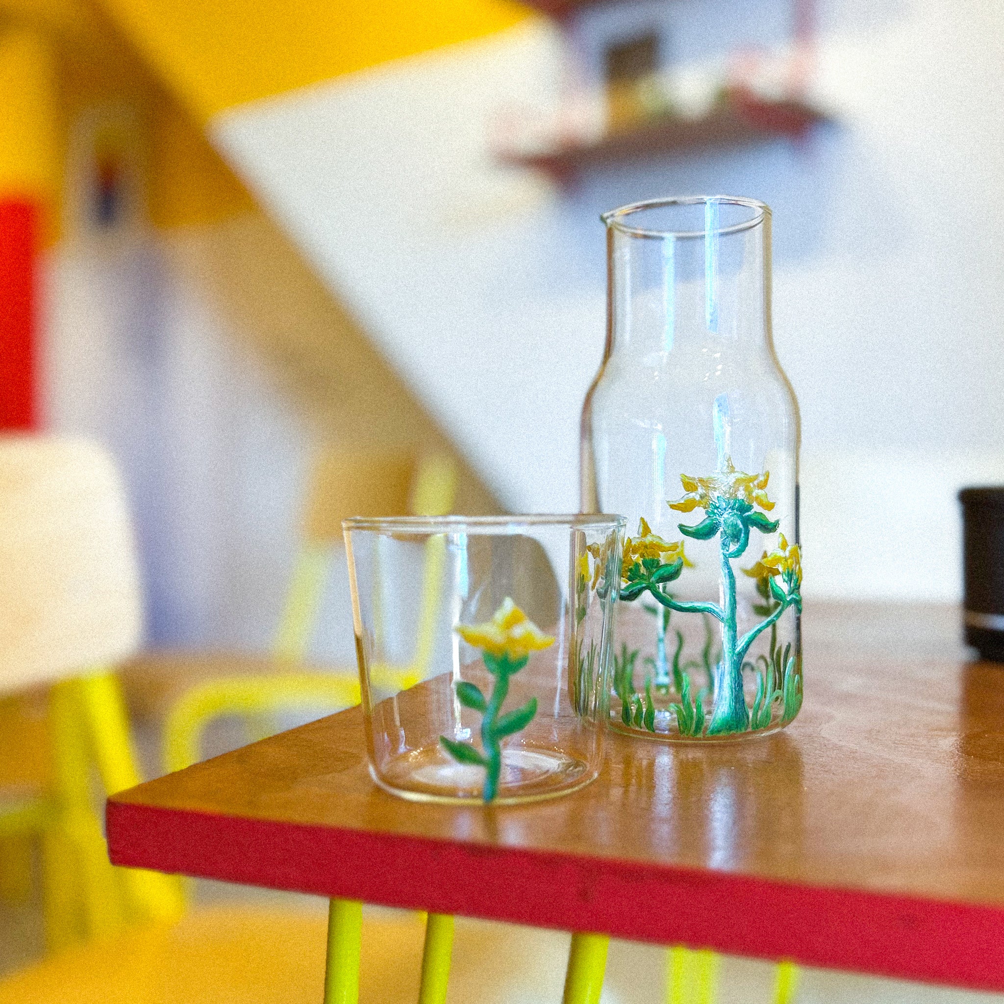 Hand Painted Flower Carafe