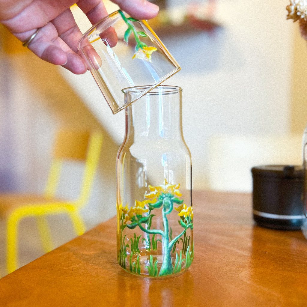 Hand Painted Flower Carafe
