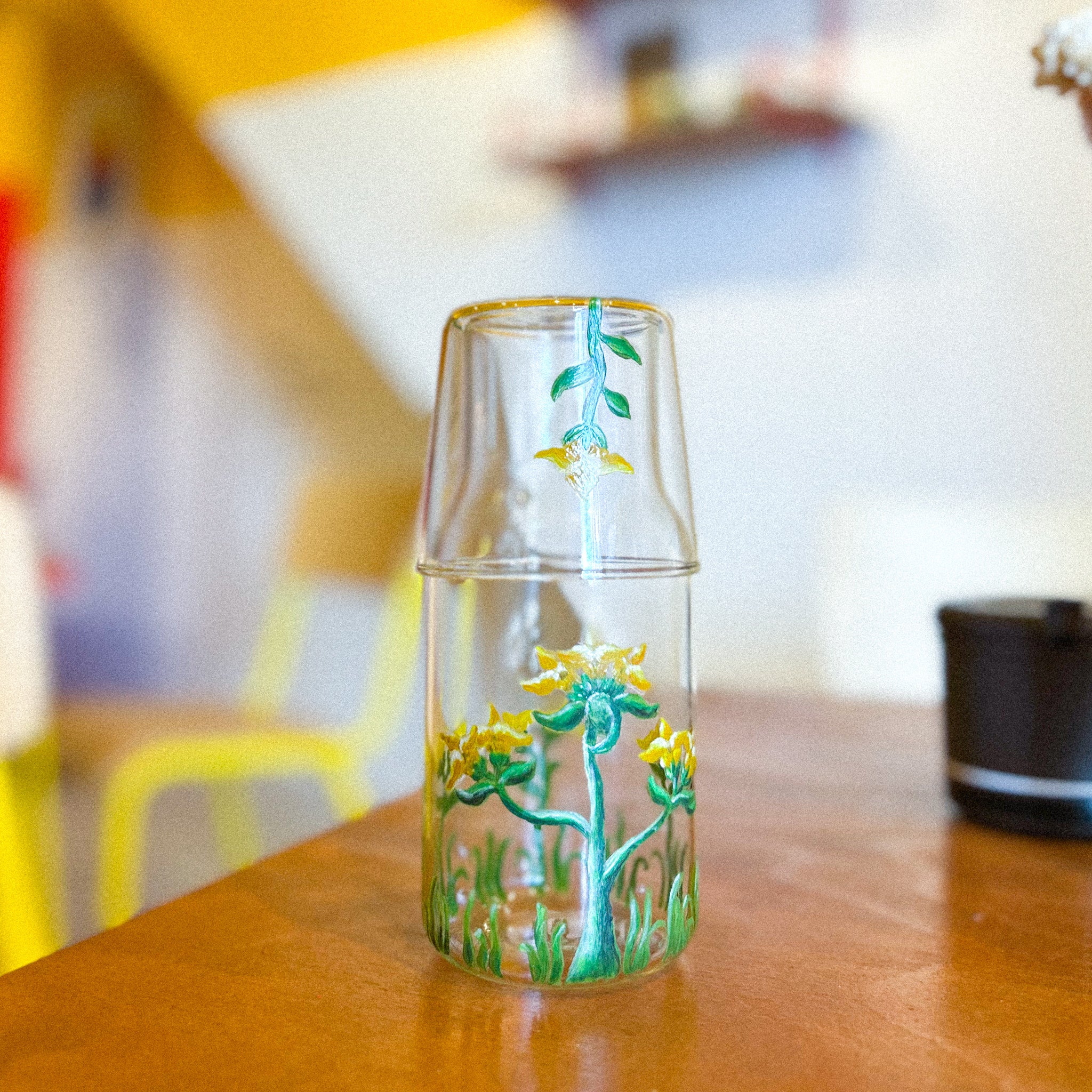 Hand Painted Flower Carafe