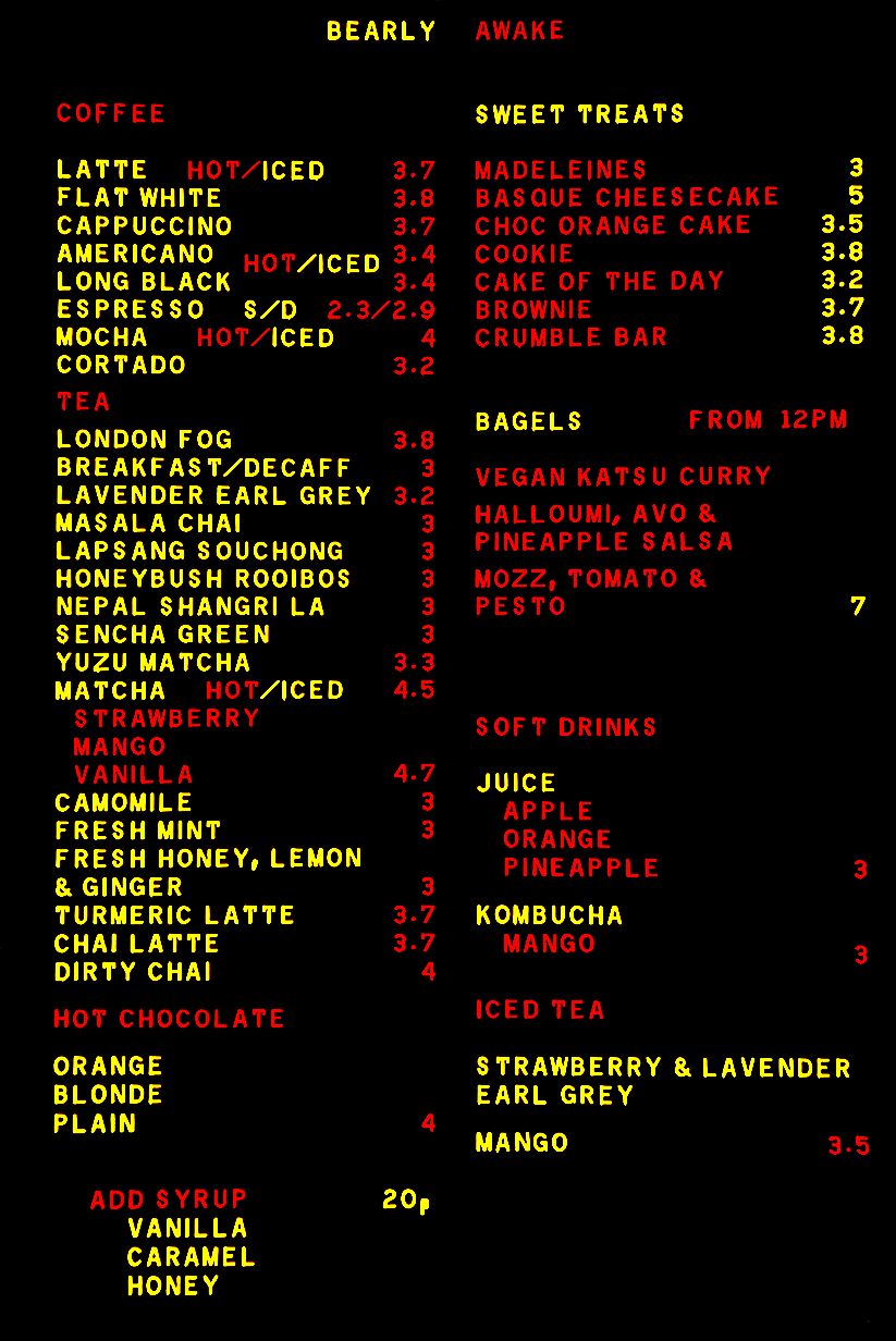 Awake Menu Menu – Bearly Awake